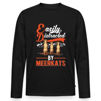 Meerkat Gift Meerkat - Men's Premium Organic Long Sleeve Shirt - black - Front - Nico (187cm)