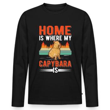 Home is where my Capybara is - Männer Premium Bio Langarmshirt - Schwarz - Vorne - Nico (187cm)