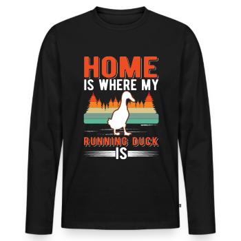 La maison est l’endroit où mon canard qui court est Laufente - T-shirt manches longues Premium bio Homme - noir - Devant - Nico (187cm)
