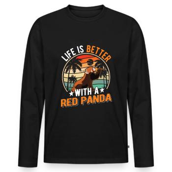 La vie est meilleure avec un panda roux Roter Panda - T-shirt manches longues Premium bio Homme - noir - Devant - Nico (187cm)