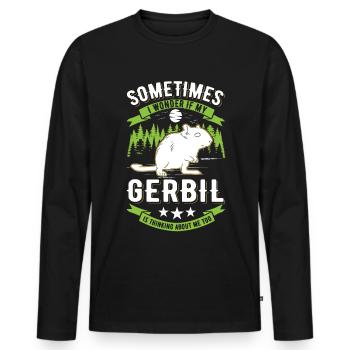 Gerbille Cadeau Rat de course Gerbille - T-shirt manches longues Premium bio Homme - noir - Devant - Nico (187cm)