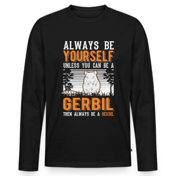 Gerbil Gift Racing Rat Gerbil - Men's Premium Organic Long Sleeve Shirt - black - Front - Nico (187cm)