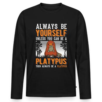 Cadeau de l’ornithorynque Ornithorynque - T-shirt manches longues Premium bio Homme - noir - Devant - Nico (187cm)