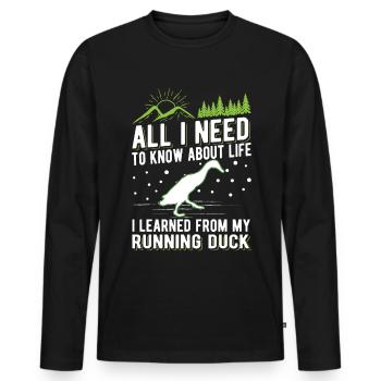 Indian Runner Duck Running Duck - Men's Premium Organic Long Sleeve Shirt - black - Front - Nico (187cm)