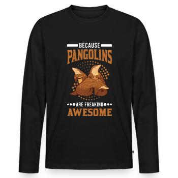 Parce que les pangolins sont géniaux - T-shirt manches longues Premium bio Homme - noir - Devant - Nico (187cm)