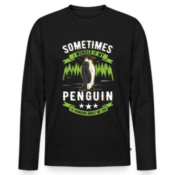 Pinguin Penguin Kaiserpinguin - Männer Premium Bio Langarmshirt - Schwarz - Vorne - Nico (187cm)
