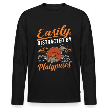 Easily distracted by Platypuses Platypus - Men's Premium Organic Long Sleeve Shirt - black - Front - Nico (187cm)