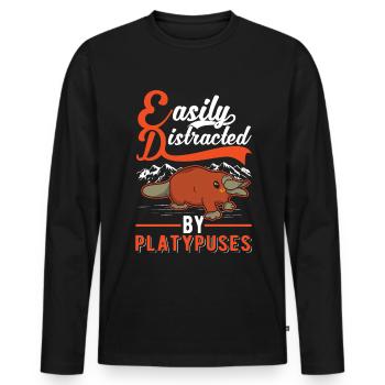 Easily distracted by Platypuses Platypus - Men's Premium Organic Long Sleeve Shirt - black - Front - Nico (187cm)