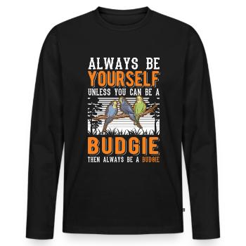 Toujours être toi-même Perruche perruche - T-shirt manches longues Premium bio Homme - noir - Devant - Nico (187cm)