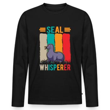 Phoque chuchoteur Lions de mer Phoque chuchoteur - T-shirt manches longues Premium bio Homme - noir - Devant - Nico (187cm)