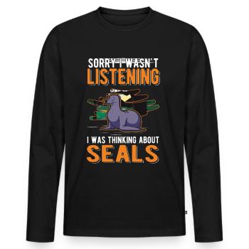Robbe Gift Sea Lion - Men's Premium Organic Long Sleeve Shirt - black - Front - Nico (187cm)