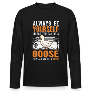 Geese Gift Goose Lover Goose Breeder - Men's Premium Organic Long Sleeve Shirt - black - Front - Nico (187cm)