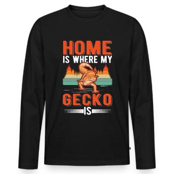 Zuhause ist wo mein Gecko ist - Männer Premium Bio Langarmshirt - Schwarz - Vorne - Nico (187cm)