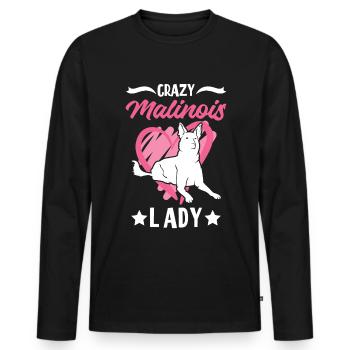 Crazy Malinois lady Mechelse Herder - Männer Premium Bio Langarmshirt - Schwarz - Vorne - Nico (187cm)