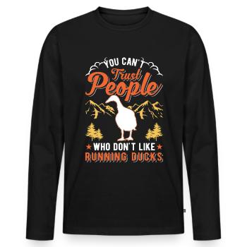 Indian Runner Duck Gift Running Duck - Men's Premium Organic Long Sleeve Shirt - black - Front - Nico (187cm)