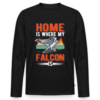 Zuhause ist wo meine Falke ist Turmfalke - Männer Premium Bio Langarmshirt - Schwarz - Vorne - Nico (187cm)