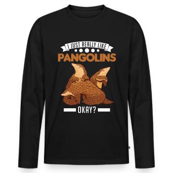 J’aime vraiment les pangolins, d’accord - T-shirt manches longues Premium bio Homme - noir - Devant - Nico (187cm)