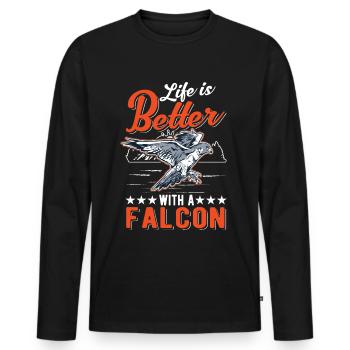 Life is better with a falcon falconer - Men's Premium Organic Long Sleeve Shirt - black - Front - Nico (187cm)