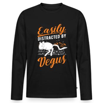 Easily distracted by Degus - Männer Premium Bio Langarmshirt - Schwarz - Vorne - Nico (187cm)