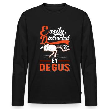 Facilement distrait par le degus - T-shirt manches longues Premium bio Homme - noir - Devant - Nico (187cm)