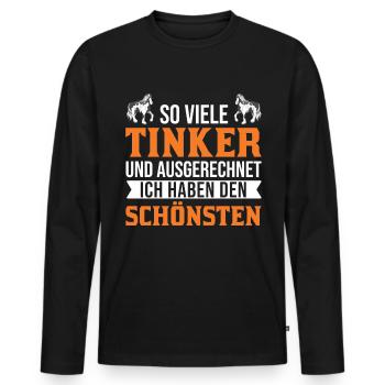 Irish Tinker Pferd Geschenk Tinkerpferd - Männer Premium Bio Langarmshirt - Schwarz - Vorne - Nico (187cm)