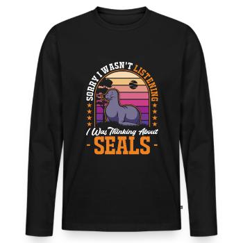 Robbe Gift Sea Lion - Men's Premium Organic Long Sleeve Shirt - black - Front - Nico (187cm)
