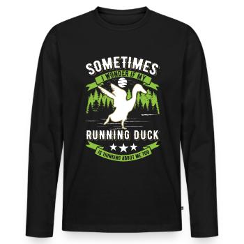 Indian Running Duck Bouteille cadeau Canard Canard - T-shirt manches longues Premium bio Homme - noir - Devant - Nico (187cm)