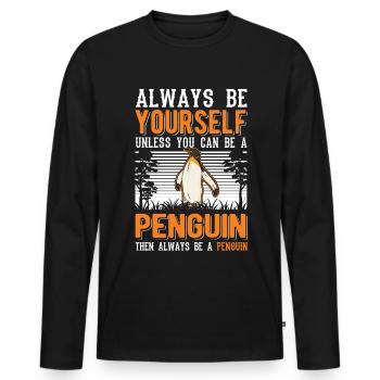 Pingouin Cadeau Pingouin - T-shirt manches longues Premium bio Homme - noir - Devant - Nico (187cm)