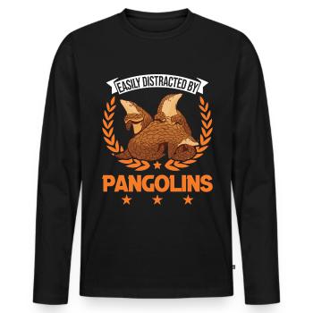 Facilement distrait par les Pangolins - T-shirt manches longues Premium bio Homme - noir - Devant - Nico (187cm)