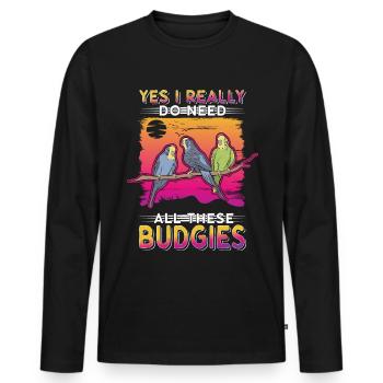 Wellensittich Geschenk Welli Nymphensittich - Männer Premium Bio Langarmshirt - Schwarz - Vorne - Nico (187cm)