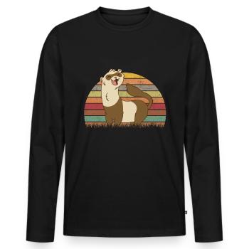 Ferret Retro Weasel Vintage - T-shirt manches longues Premium bio Homme - noir - Devant - Nico (187cm)