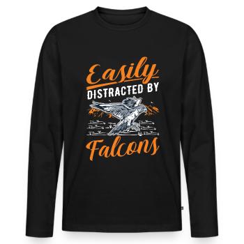 Facilement distrait par les faucons Falkenzüchter Falkner - T-shirt manches longues Premium bio Homme - noir - Devant - Nico (187cm)