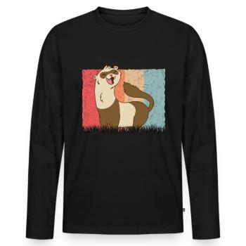 Ferret Retro Weasel Vintage - T-shirt manches longues Premium bio Homme - noir - Devant - Nico (187cm)