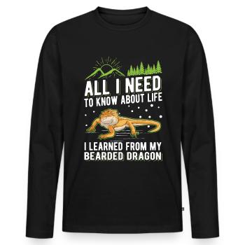 Bartagame Dragon barbu - T-shirt manches longues Premium bio Homme - noir - Devant - Nico (187cm)