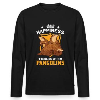 Happiness is being with Pangolins Schuppentier - Men's Premium Organic Long Sleeve Shirt - black - Front - Nico (187cm)