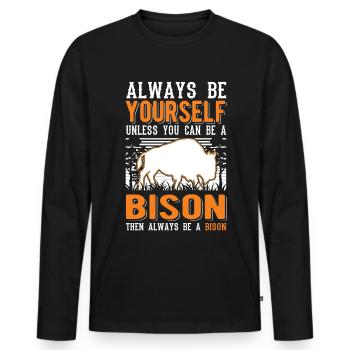 Soyez toujours vous-même Bison Buffle Büffel - T-shirt manches longues Premium bio Homme - noir - Devant - Nico (187cm)