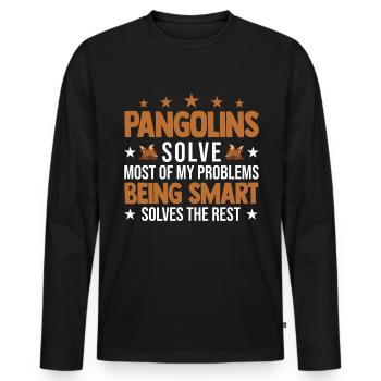 Pangolin Cadeau Pangolin - T-shirt manches longues Premium bio Homme - noir - Devant - Nico (187cm)