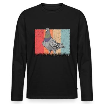 Taube Retro Taubenzüchter Vintage - Männer Premium Bio Langarmshirt - Schwarz - Vorne - Nico (187cm)