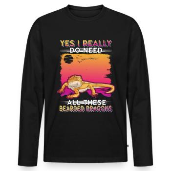 Bearded Dragon Gift Bearded Dragon - Men's Premium Organic Long Sleeve Shirt - black - Front - Nico (187cm)