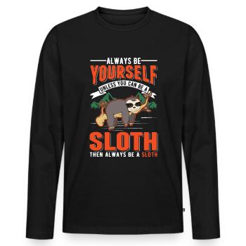 Sois toujours toi-même Sloth Faultier - T-shirt manches longues Premium bio Homme - noir - Devant - Nico (187cm)