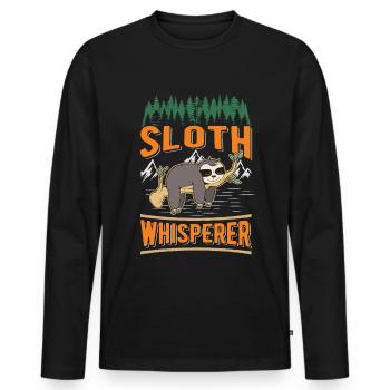 Faultier Flüsterer Sloth Whisperer - T-shirt manches longues Premium bio Homme - noir - Devant - Nico (187cm)