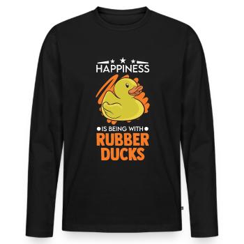 Squeaky Duck Happiness Bathing Duck Rubber Duck - Men's Premium Organic Long Sleeve Shirt - black - Front - Nico (187cm)