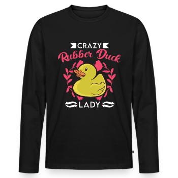 Crazy Rubber Duck Lady Gummiente - Men's Premium Organic Long Sleeve Shirt - black - Front - Nico (187cm)