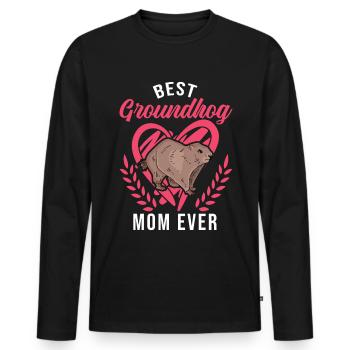 Murmeltier Mama Groundhog Mom Woodchuck - Men's Premium Organic Long Sleeve Shirt - black - Front - Nico (187cm)
