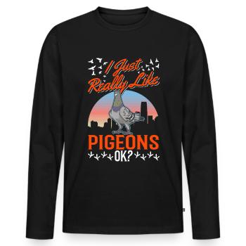 J’aime vraiment Pigeons Pigeon Pigeon Fancier - T-shirt manches longues Premium bio Homme - noir - Devant - Nico (187cm)