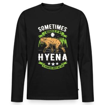 Hyäne Geschenk Erdwolf Hyena - Männer Premium Bio Langarmshirt - Schwarz - Vorne - Nico (187cm)