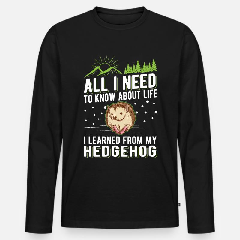 Igel Geschenk Stacheligel - Männer Premium Bio Langarmshirt - Schwarz