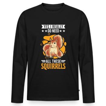 Écureuil Cadeau Écureuil Gris - T-shirt manches longues Premium bio Homme - noir - Devant - Nico (187cm)