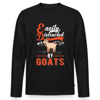 Facilement distrait par les chèvres Ziegenwirt Goat - T-shirt manches longues Premium bio Homme - noir - Devant - Nico (187cm)