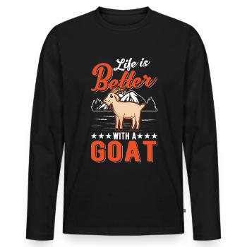 Life is better with a goat host - Men's Premium Organic Long Sleeve Shirt - black - Front - Nico (187cm)